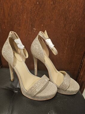 Michael Kors Glitter Platform High Heel Sandals - Champagne